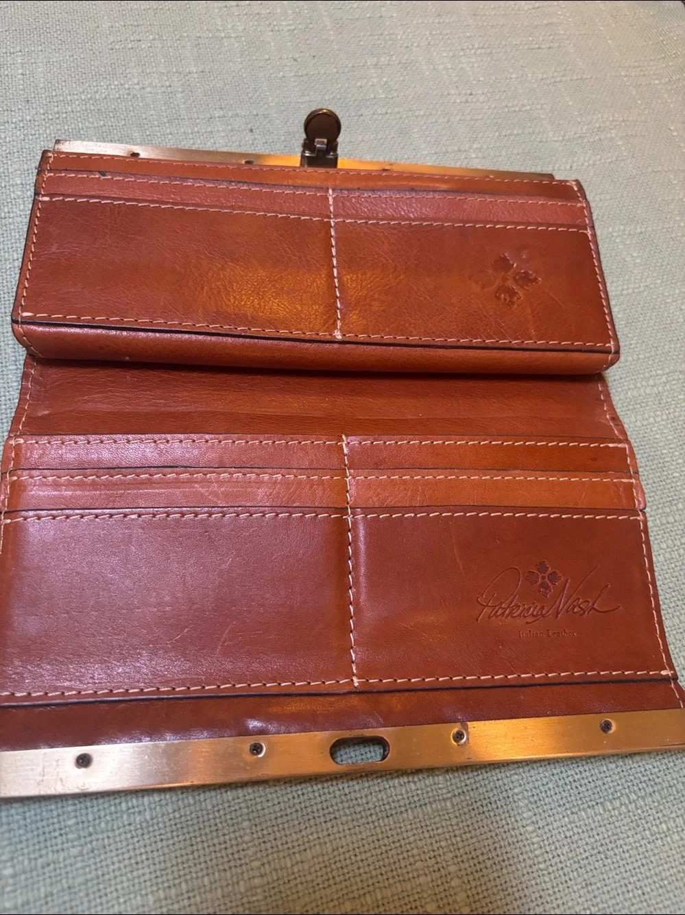Patricia Nash Floral Leather Frame Wallet in Red and Orange